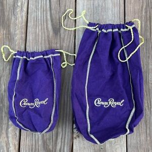 Set of Purple and Gold Crown Royal Drawstring Bags/Bottle Covers